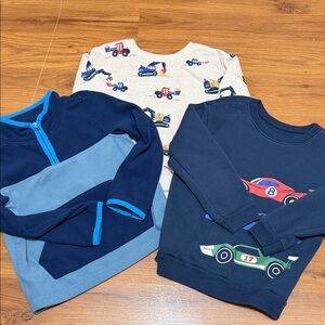 OshKosh B'gosh Boys Blue & Navy Vehicle Sweatshirt Trio